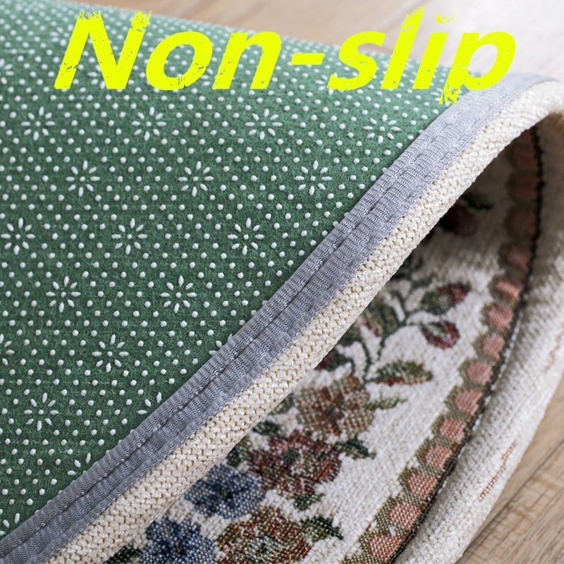 Ukeler Rustic Floral Rose Area Rugs Vintage Traditional Round Accent Floor Rugs 100% Machine Washable Shabby Country Style Carpet for Bedroom, 4'x4' - Image 5